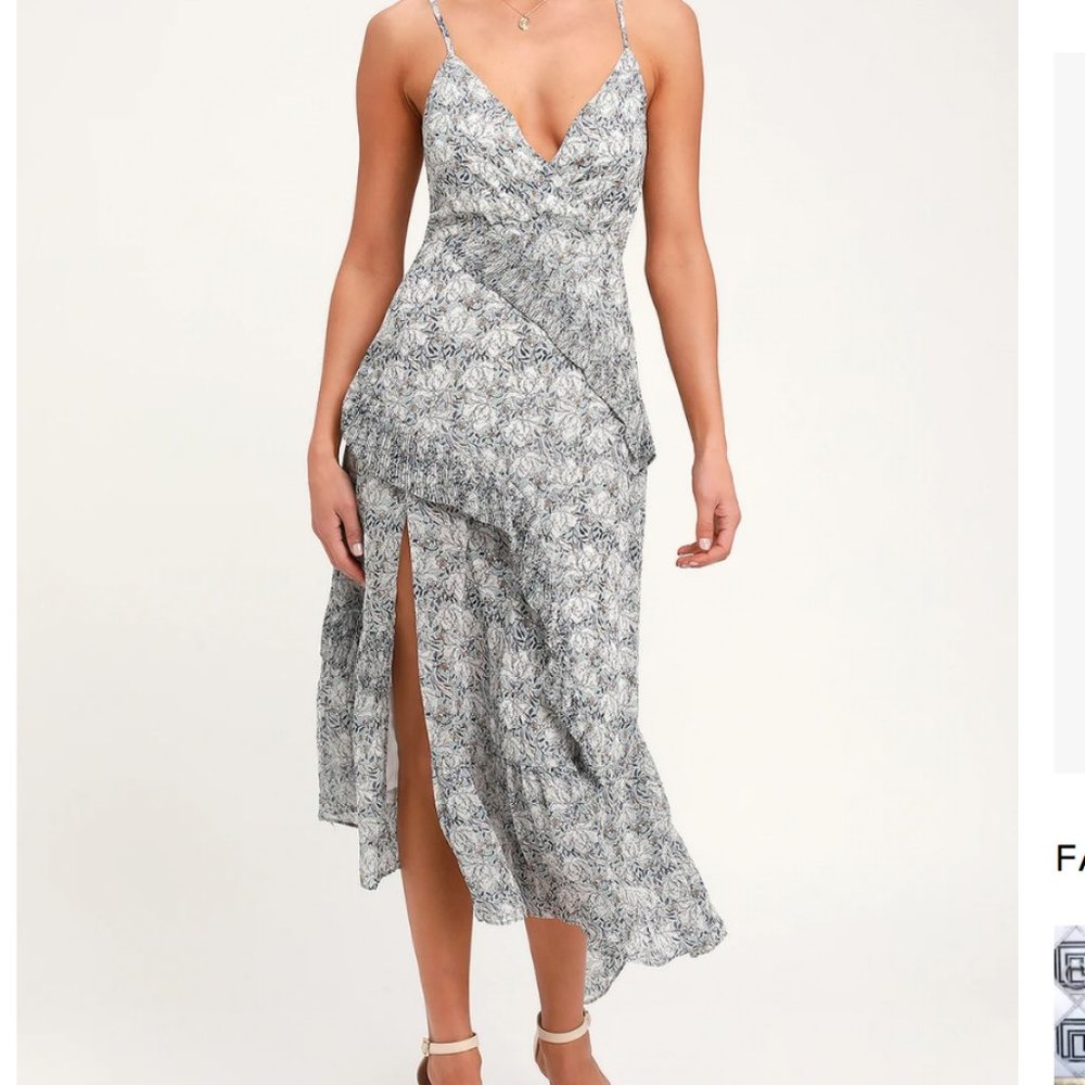 Blue Foral Midi Dress